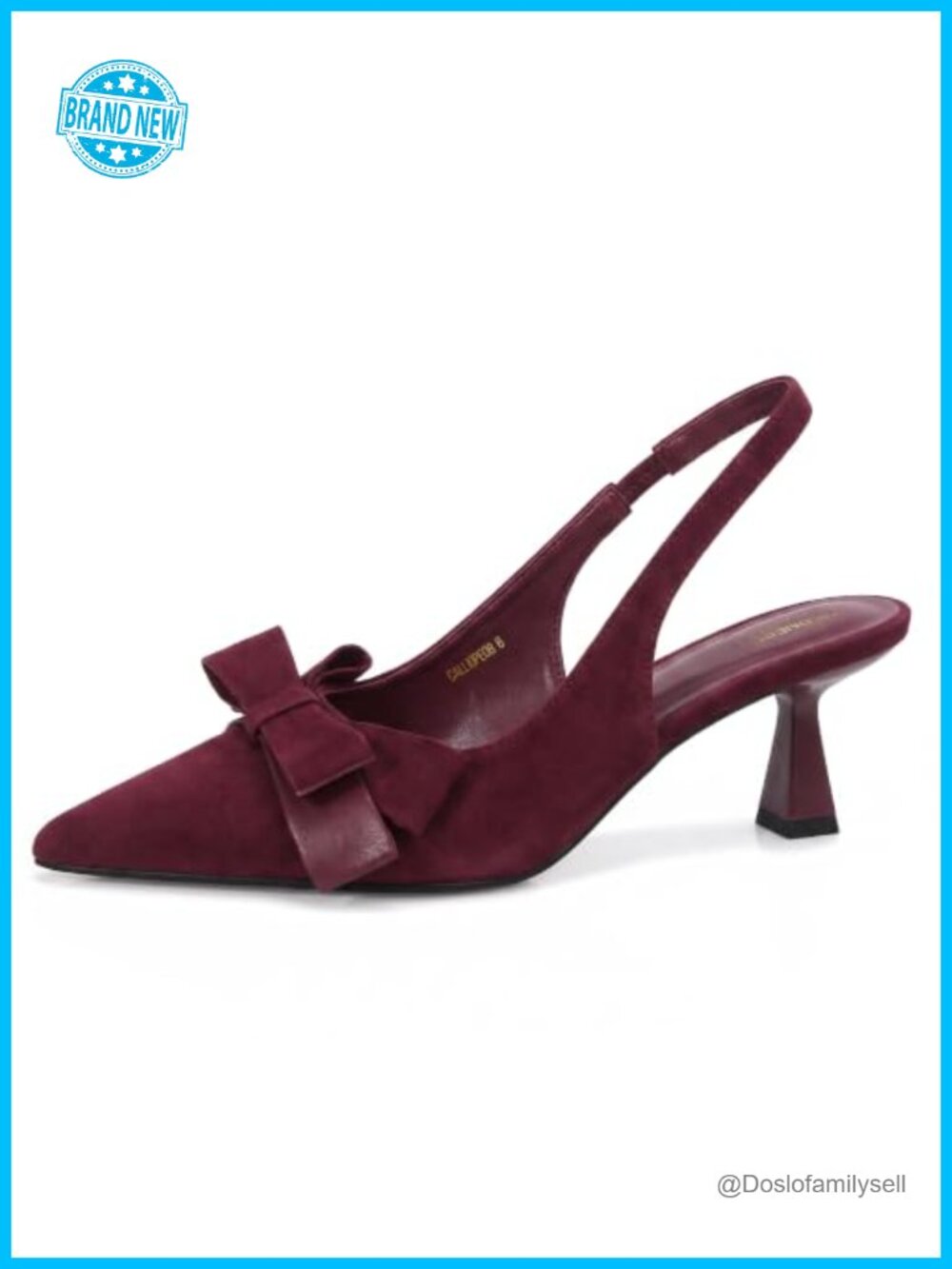 Faux Suede Slingback Kitten Heel Pumps Bow Pointed Toe Dress Shoes